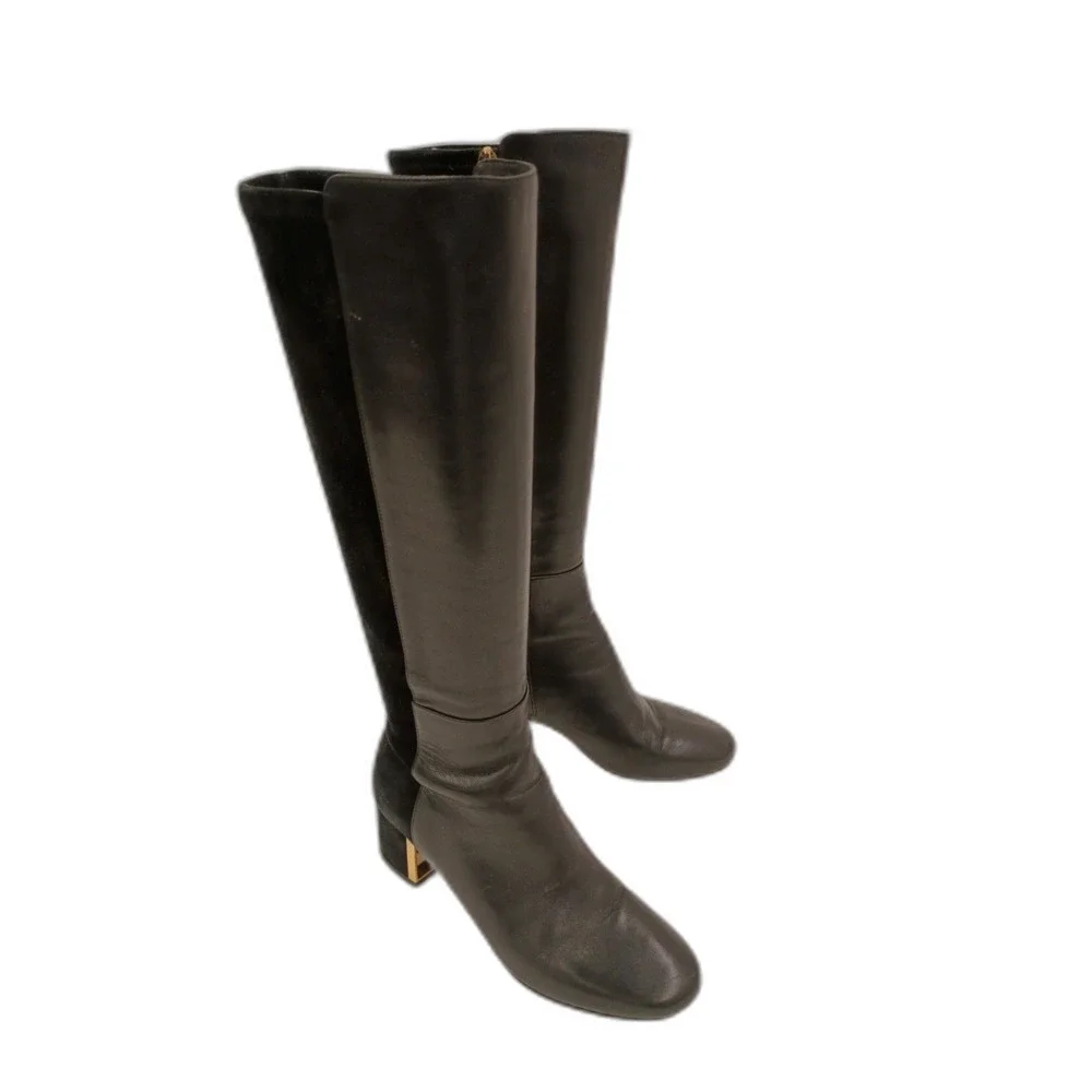 Tory Burch Women's Black Leather Knee-High Riding Boots Size 7M